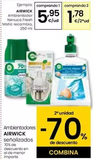 Oferta de Air Wick - Ambientador Nenuco Fresh Matic Recambio por 5,95€ en Eroski