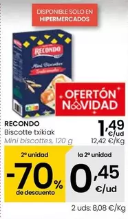 Oferta de Recondo - Mini Biscottes por 1,49€ en Eroski