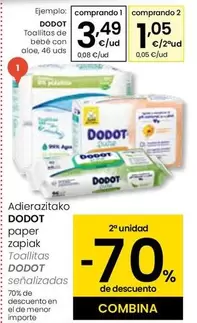 Oferta de Dodot - Toallitas De Bebe Con Aloe por 3,49€ en Eroski