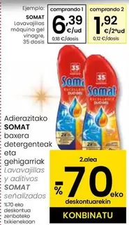 Oferta de Somat - Lavavajillas Maquina Gel Vinagre por 6,39€ en Eroski