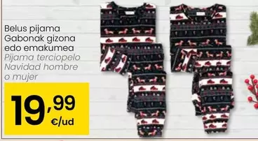 Oferta de Pijama Terciopelo Navidada Hombre O Mujer por 19,99€ en Eroski