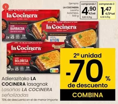 Oferta de La Cocinera - Lasaña Boloñesa por 4,9€ en Eroski