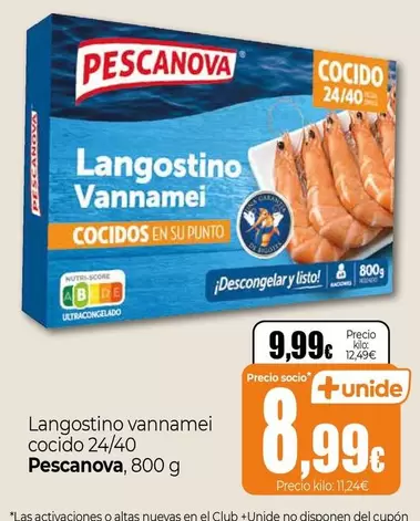 Oferta de Pescanova - Langostino Vannamei Cocido por 9,99€ en Unide Supermercados