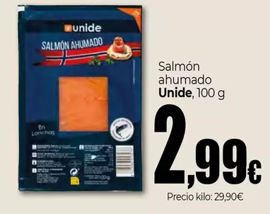 Oferta de Unide - Salmon Ahumado por 2,99€ en Unide Supermercados