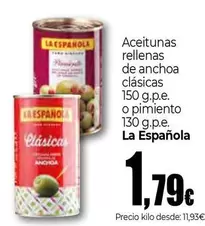 Oferta de La Española - Aceitunas Rellenas De Anchoa Clasicas O Pimiento por 1,79€ en Unide Supermercados