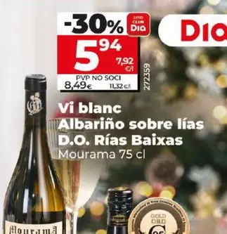 Oferta de Mourama - Vino Blanco Albariño Sobre Lias D.O. Rias Baixas por 5,94€ en Dia