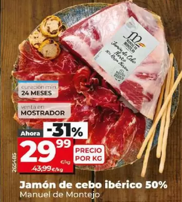 Oferta de Manuel De Montejo - Jamon De Cebo Iberico 50% por 29,99€ en Dia