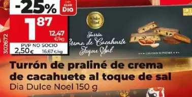 Oferta de Dia Dulce Noel - Turron De Praline De Crema De Cacahuete Al Toque De Sal por 1,87€ en Dia