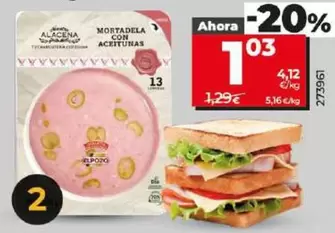 Oferta de Dia Nuestra Alacena - Mortadella Con Aceitunas En Lonchas por 1,03€ en Dia