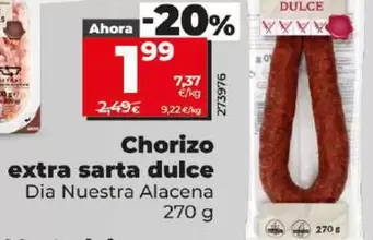 Oferta de Dia Nuestra Alacena - Chorizo Extra Sarta Dulce por 1,99€ en Dia