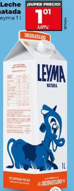 Oferta de Leyma - Leche Desnatada por 1,01€ en Dia