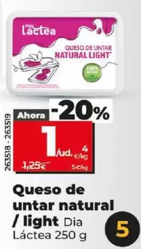 Oferta de Dia Lactea - Queso De Untar Natural / Light por 1€ en Dia