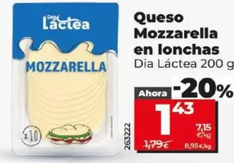 Oferta de Dia Lactea - Queso Mozzarella En Lonchas por 1,43€ en Dia