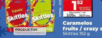 Oferta de Skittles - Caramelos Fruits / Crazy Sours por 3,05€ en Dia