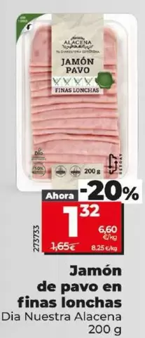 Oferta de Dia Nuestra Alacena - Jamón De Pavo En Finas Lonchas por 1,32€ en Dia