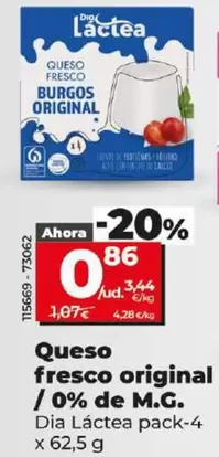 Oferta de Dia Lactea - Queso Fresco Original /0% De M.g. por 0,86€ en Dia