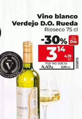 Oferta de Rioseco - Vino Blanco Verdejo D.O. Rueda por 3,14€ en Dia