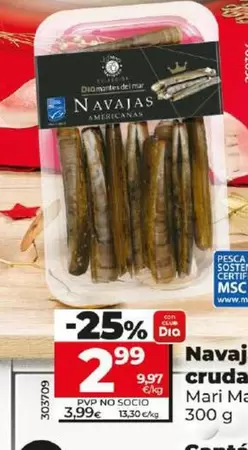 Oferta de Dia Mari Marinera - Navajas Crudas por 2,99€ en Dia