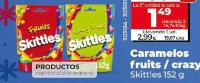 Oferta de Skittles - Caramelos Fruits / Crazy Sours  por 2,99€ en Dia