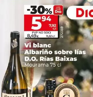 Oferta de Maurama - Vino Blanco Albariño Sobre Lias D.o. Rias Baixas por 5,94€ en Dia