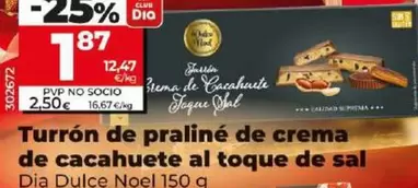 Oferta de Dia Dulce Noel - Turron De Praline De Crema De Cacahuete Al Toque De Sal por 1,87€ en Dia