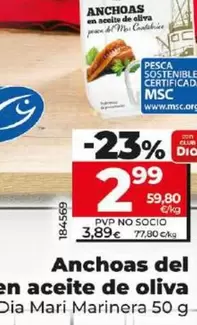 Oferta de Dia Mari Marinera - Anchoas Del Cantábrico En Aceite De Oliva por 2,99€ en Dia