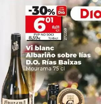 Oferta de Mourama - Vino Blanco Albariño Sobre Lias D.O. Rias Baixas por 6,01€ en Dia