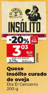 Oferta de Dia El Cencerro - Queso Insolito Curado De Oveja por 3,03€ en Dia