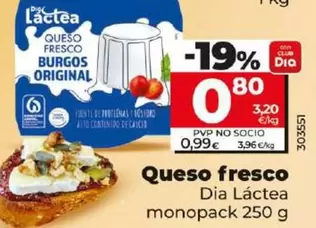 Oferta de Dia Lactea - Queso Fresco por 0,8€ en Dia