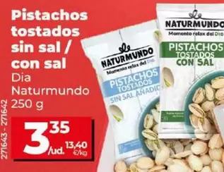 Oferta de Dia Naturmundo - Pistachos Tostados Sin Sal/Con Sal por 3,35€ en Dia