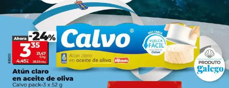 Oferta de Calvo - Atun Claro En Aceite De Oliva por 3,35€ en Dia