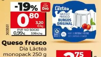 Oferta de Dia Lactea - Queso Fresco por 0,8€ en Dia