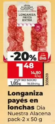 Oferta de Dia Nuestra Alacena - Longaniza Payes En Lonchas por 1,48€ en Dia