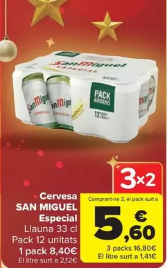 Oferta de San Miguel - Cervesa Especial por 8,4€ en Carrefour Market