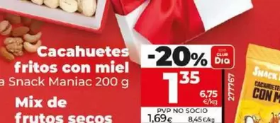 Oferta de Dia Snack Maniac - Cacahuetes Fritos Con Miel por 1,35€ en Dia