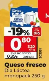 Oferta de Dia Lactea - Queso Fresco por 0,8€ en Dia