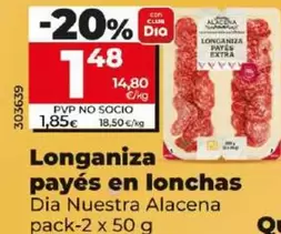 Oferta de Dia Nuestra Alacena - Longaniza Payes En Lonchas por 1,48€ en Dia