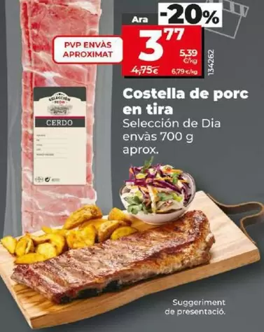 Oferta de Seleccion De Dia - Costilla De Cerdo En Tira por 3,77€ en Dia