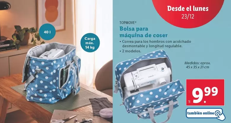 Oferta de Top Move - Bolsa Para Máquina De Coser por 9,99€ en Lidl