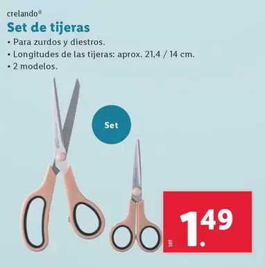 Oferta de Crelando - Set De Tijeras por 1,49€ en Lidl