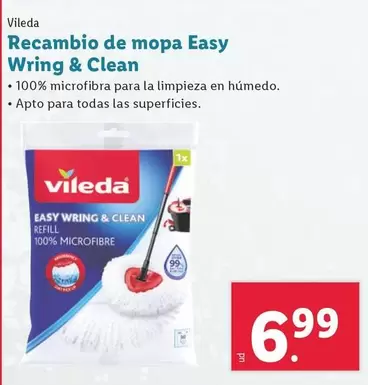 Oferta de Vileda - Recambio De Mopa Easy Wring & Clean por 6,99€ en Lidl