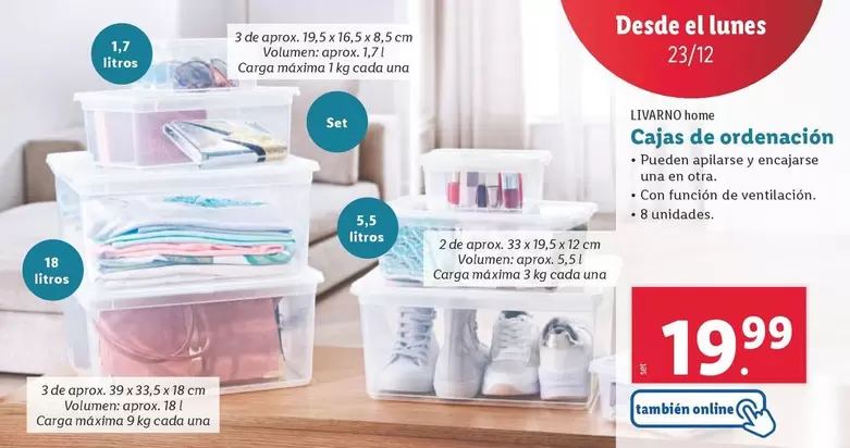 Oferta de Livarno Home - Cajas De Ordenación por 19,99€ en Lidl