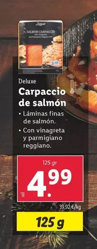 Oferta de Deluxe - Carpaccio De Salmon por 4,99€ en Lidl