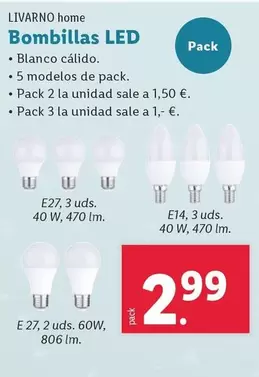 Oferta de Livarno Home - Bombillas Led por 2,99€ en Lidl