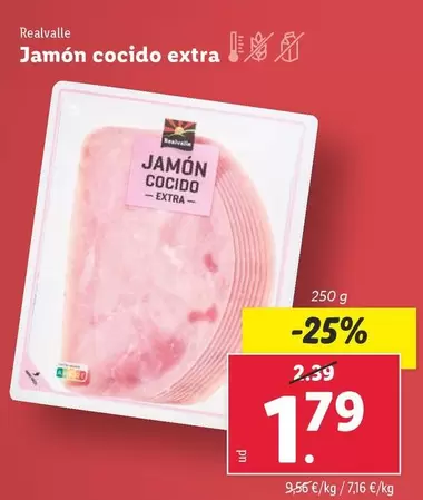 Oferta de Realvalle - Jamón Cocido Extra por 1,79€ en Lidl