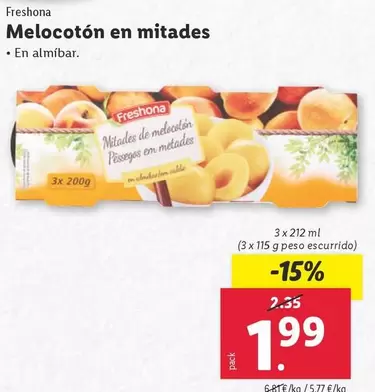 Oferta de Freshona - Melocotón En Mitades  por 1,99€ en Lidl