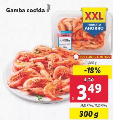 Oferta de Gamba Cocida por 3,49€ en Lidl