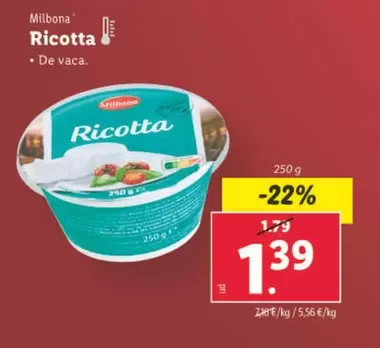 Oferta de Milbona - Ricotta por 1,39€ en Lidl