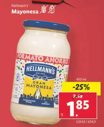 Oferta de Hellmann's - Mayonesa por 1,85€ en Lidl