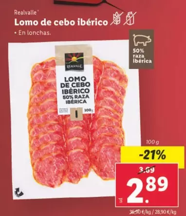 Oferta de Realvalle - Lomo De Cebo Ibérico por 2,89€ en Lidl